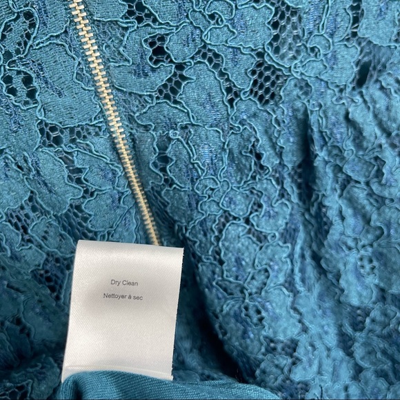Aritzia Babaton Tobias Eyelash Lace Mini Cocktail Dress with Pockets in Teal 2 - Picture 10 of 12